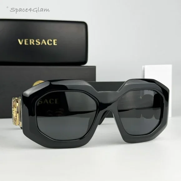 Versace VE4424U GB1/87 Sunglasses MAXI MEDUSA Black Gray Oversized Women Maxi Medusa Biggie Sunglasses Black,Silver | VERSACE US main image 3